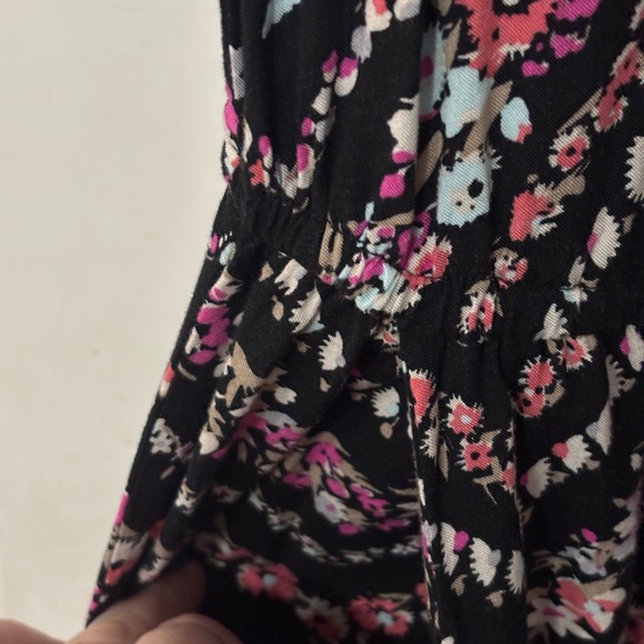 BeBop Black and Pink Floral Chevron Jumpsuit - Picture 3 of 5